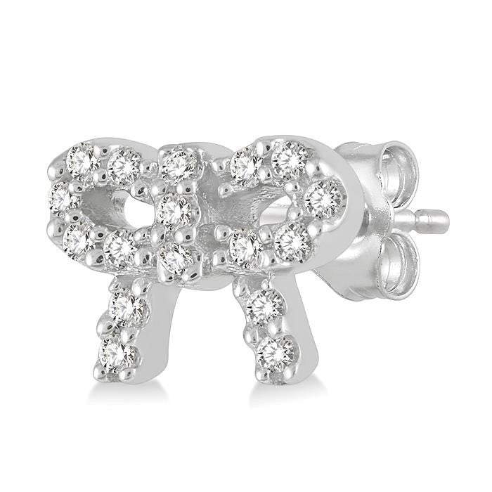 Bow Shape Petite Diamond Fashion Earrings