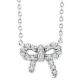 1/8 Ctw Bow Round Cut Diamond Petite Fashion Pendant With Chain in 10K White Gold