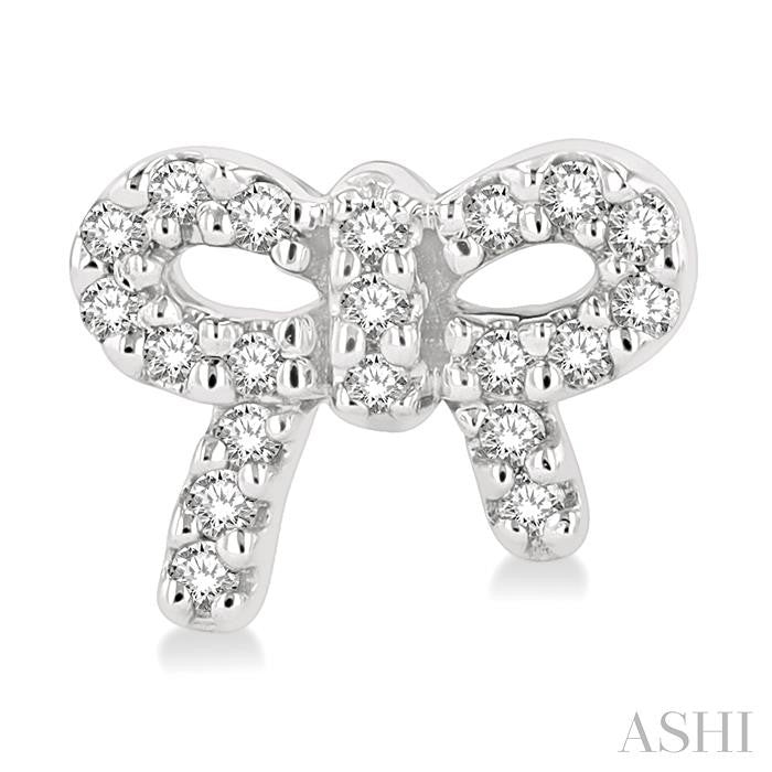 1/8 Ctw Bow Tie Round Cut Diamond Petite Fashion Earrings in 10K White Gold