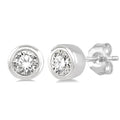 1/10 Ctw Bezel Round Cut Diamond Petite Stud Earrings in 10K White Gold