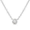 1/10 Ctw Bezel Round Cut Diamond Petite Fashion Pendant With Chain in 10K White Gold