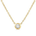 1/10 Ctw Bezel Round Cut Diamond Petite Fashion Pendant With Chain in 10K Yellow Gold