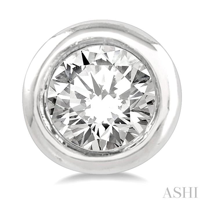 1/10 Ctw Bezel Round Cut Diamond Petite Stud Earrings in 10K White Gold