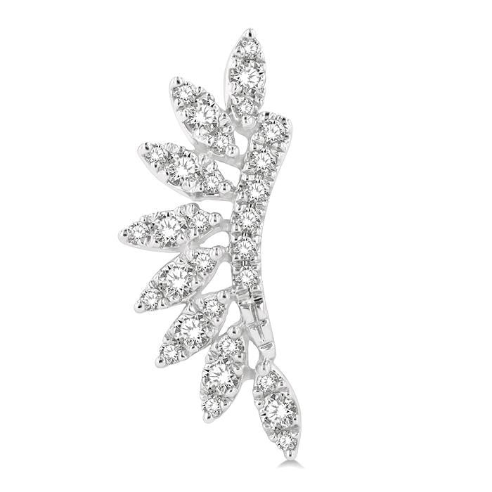 1/3 Ctw Arched Marquise Projection Round Cut Diamond Petite Fashion Earrings in 14K White Gold