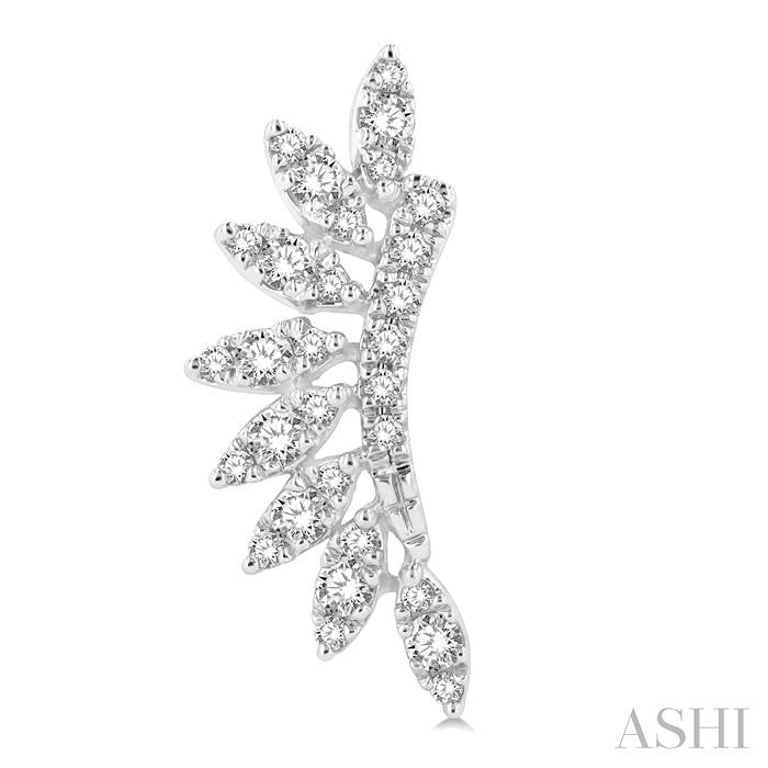 1/3 Ctw Arched Marquise Projection Round Cut Diamond Petite Fashion Earrings in 14K White Gold
