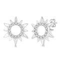 1/10 Ctw Petite Sun Round Cut Diamond Fashion Stud Earrings in 10K White Gold