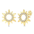 1/10 Ctw Petite Sun Round Cut Diamond Fashion Stud Earrings in 10K Yellow Gold