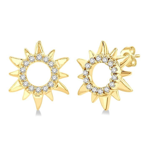 1/10 Ctw Petite Sun Round Cut Diamond Fashion Stud Earrings in 10K Yellow Gold