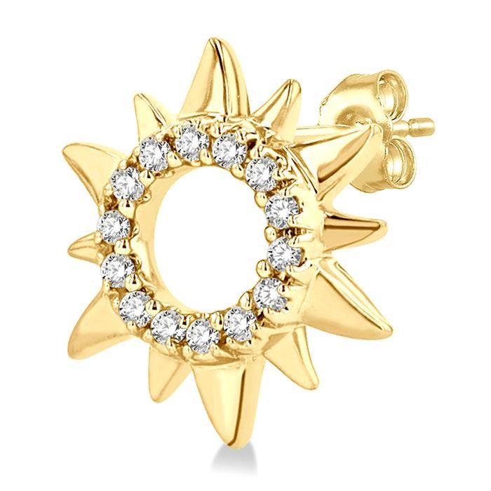 1/10 Ctw Petite Sun Round Cut Diamond Fashion Stud Earrings in 10K Yellow Gold