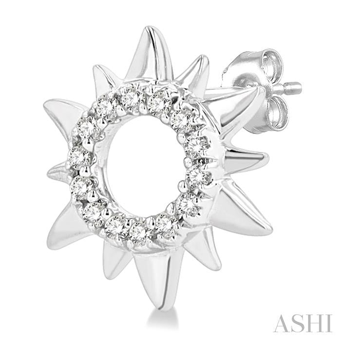 1/10 Ctw Petite Sun Round Cut Diamond Fashion Stud Earrings in 10K White Gold