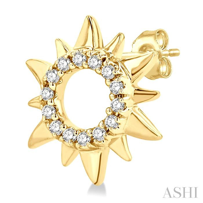 1/10 Ctw Petite Sun Round Cut Diamond Fashion Stud Earrings in 10K Yellow Gold