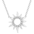 1/10 Ctw Sun Symbol Petite Round Cut Diamond Fashion Pendant With Chain in 10K White Gold