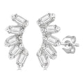 1/6 Ctw Curved Petite Baguette Cut Diamond Fashion Stud Earrings in 10K White Gold
