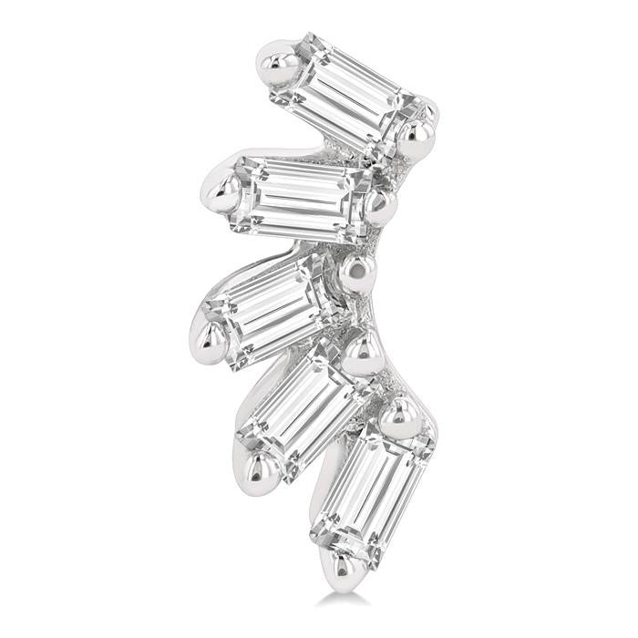 1/6 Ctw Curved Petite Baguette Cut Diamond Fashion Stud Earrings in 10K White Gold