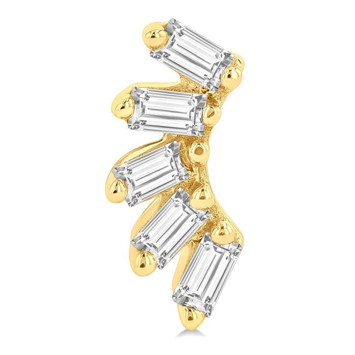 1/6 Ctw Curved Petite Baguette Cut Diamond Fashion Stud Earrings in 10K Yellow Gold