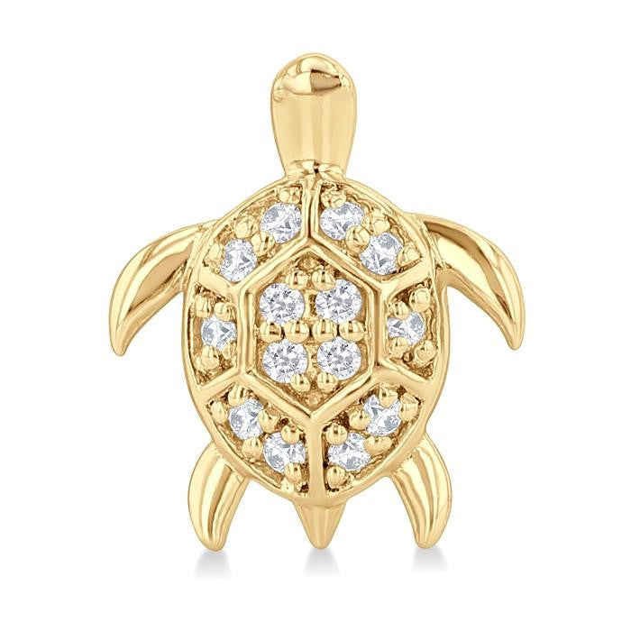 1/10 Ctw Petite Turtle Round Cut Diamond Fashion Stud Earrings in 10K Yellow Gold
