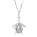 1/10 Ctw Sea Turtle Petite Round Cut Diamond Fashion Pendant With Chain in 10K White Gold