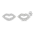 1/10 Ctw Petite Lips Round Cut Diamond Fashion Stud Earrings in 10K White Gold