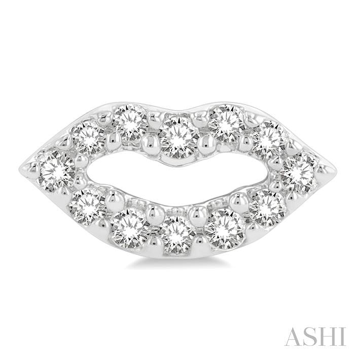 1/10 Ctw Petite Lips Round Cut Diamond Fashion Stud Earrings in 10K White Gold