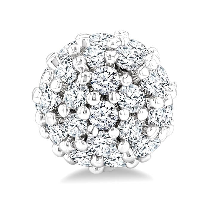 1/5 Ctw Petite Disco Ball Round Cut Diamond Fashion Stud Earrings in 10K White Gold