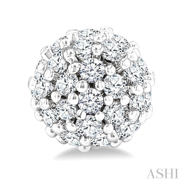 1/5 Ctw Petite Disco Ball Round Cut Diamond Fashion Stud Earrings in 10K White Gold