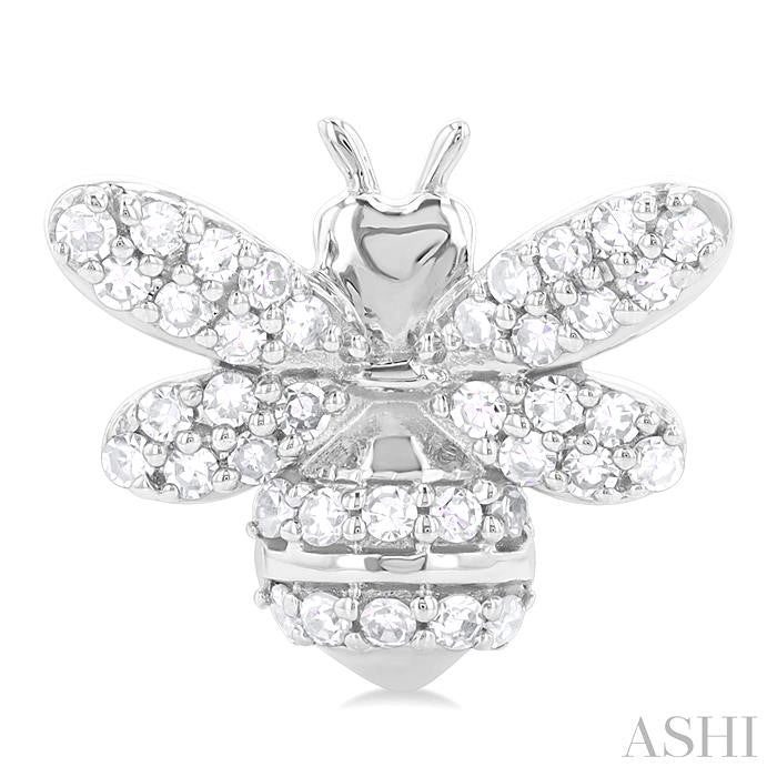 1/3 Ctw Petite Bumble Bee Round Cut Diamond Fashion Stud Earrings in 10K White Gold