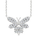 1/4 Ctw Petite Bumble Bee Round Cut Diamond Fashion Pendant With Chain in 10K White Gold