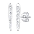 1/10 Ctw Petite Vertical Bar Graduated Round Cut Diamond Fashion Stud Earrings in 10K White Gold