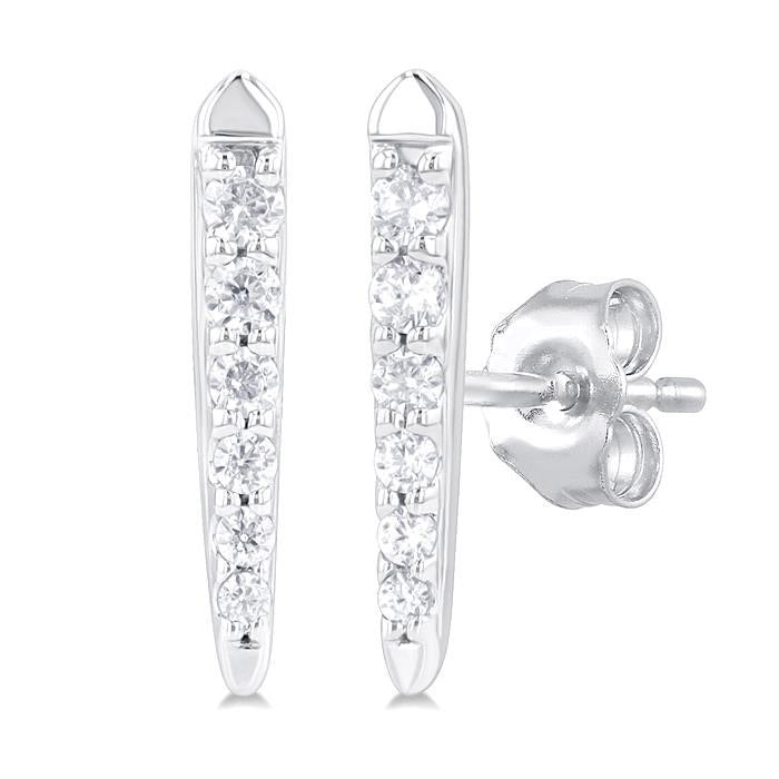 Vertical Bar Graduated Petite Diamond Fashion Earrings