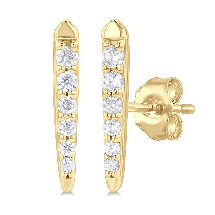 Vertical Bar Graduated Petite Diamond Fashion Earrings