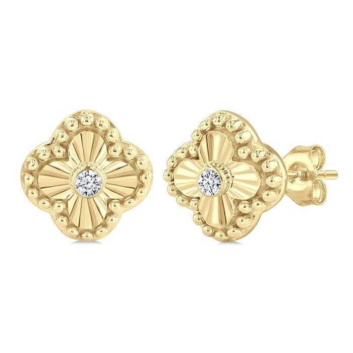 Clover Fluted Petite Diamond Fashion Earrings