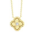 1/50 Ctw Fluted Texture Clover Bead Round Cut Diamond Fashion Pendant With Chain in 10K Yellow Gold