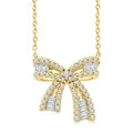 1/3 Ctw Bow Round Cut Diamond Fashion Pendant With Chain in 14k Yellow Gold