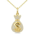 1/5 Ctw Round Cut Diamond Pirouette Dollar Fashion Pendant With Chain in 10K Yellow Gold