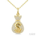 1/5 Ctw Round Cut Diamond Pirouette Dollar Fashion Pendant With Chain in 10K Yellow Gold