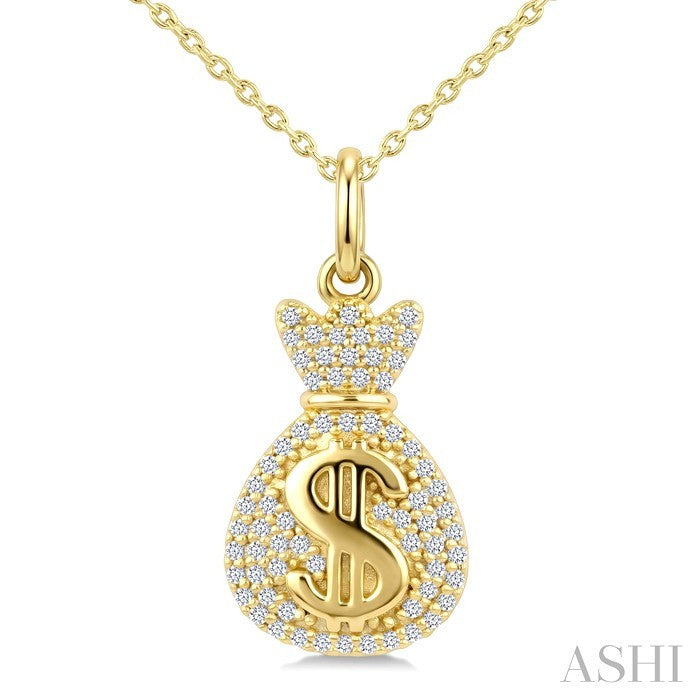 1/5 Ctw Round Cut Diamond Pirouette Dollar Fashion Pendant With Chain in 10K Yellow Gold