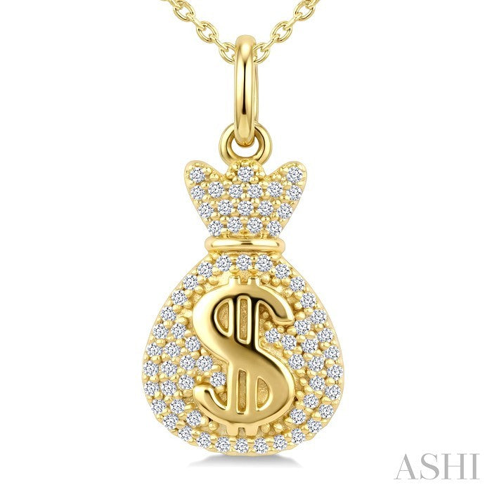 1/5 Ctw Round Cut Diamond Pirouette Dollar Fashion Pendant With Chain in 10K Yellow Gold