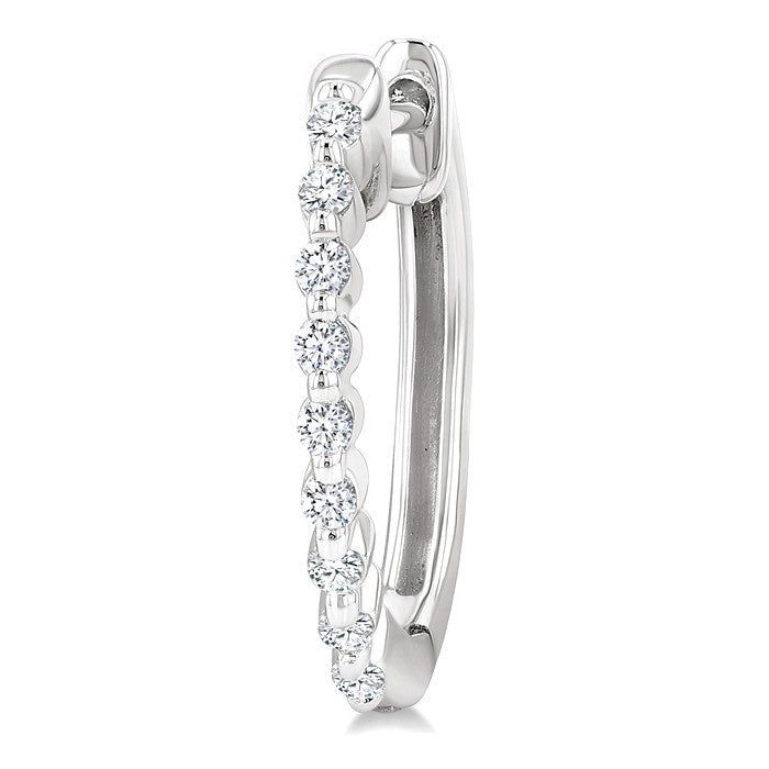 1/6 Ctw Round Cut Diamond Petite Hoop Earrings in 10K White Gold