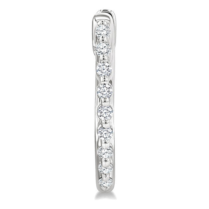 1/6 Ctw Round Cut Diamond Petite Hoop Earrings in 10K White Gold