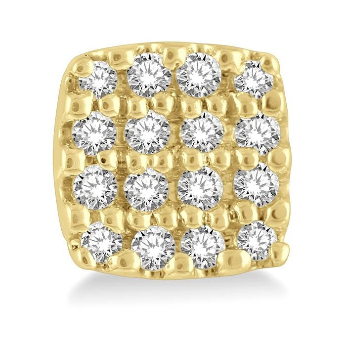 1/8 Ctw Cushion Shape Round Cut Diamond Petite Fashion Earrings in 14K Yellow Gold