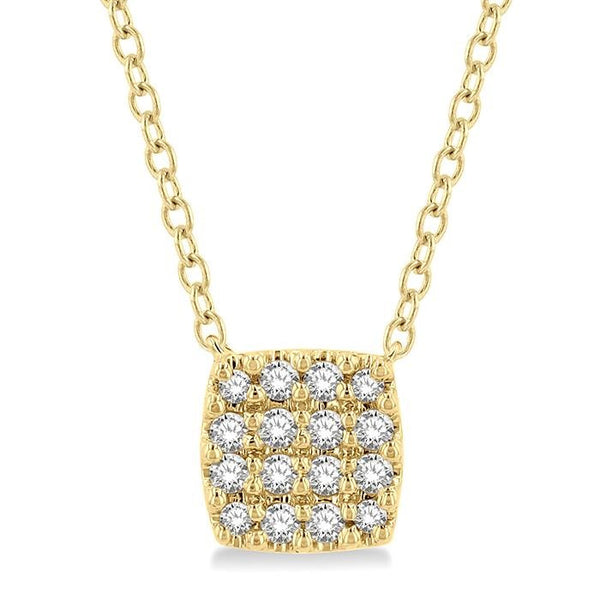 1/8 Ctw Cushion Shape Round Cut Diamond Petite Fashion Pendant With Chain in 14K Yellow Gold