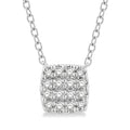 1/8 Ctw Cushion Shape Round Cut Diamond Petite Fashion Pendant With Chain in 10K White Gold