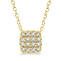 1/8 Ctw Cushion Shape Round Cut Diamond Petite Fashion Pendant With Chain in 10K Yellow Gold