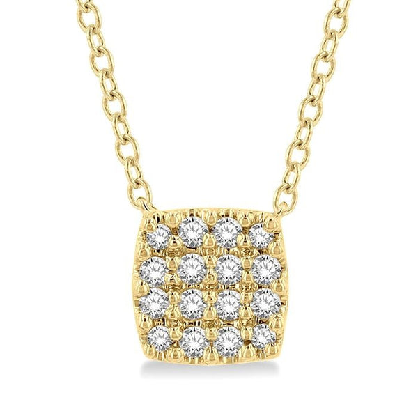 1/8 Ctw Cushion Shape Round Cut Diamond Petite Fashion Pendant With Chain in 10K Yellow Gold