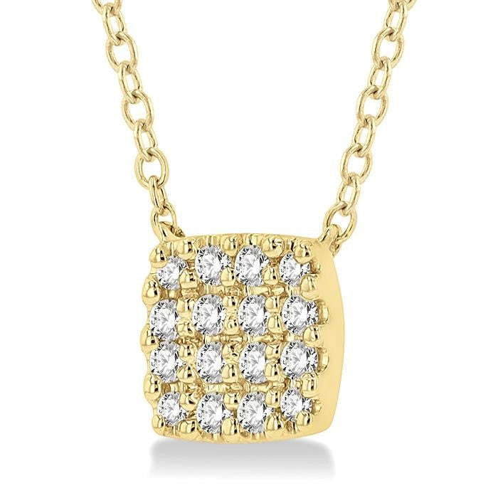1/8 Ctw Cushion Shape Round Cut Diamond Petite Fashion Pendant With Chain in 10K Yellow Gold