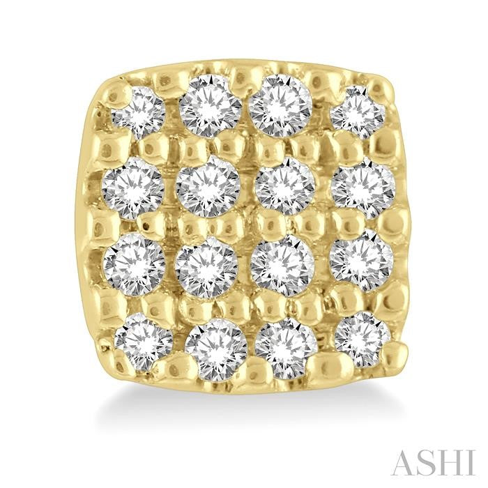 1/8 Ctw Cushion Shape Round Cut Diamond Petite Fashion Earrings in 10K Yellow Gold