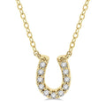 1/10 Ctw Horseshoe Charm Round Cut Diamond Petite Fashion Pendant With Chain in 14K Yellow Gold
