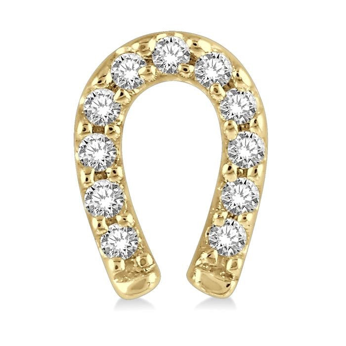 1/10 Ctw Horseshoe Charm Round Cut Diamond Petite Earrings in 10K Yellow Gold