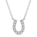 1/10 Ctw Horseshoe Charm Round Cut Diamond Petite Fashion Pendant With Chain in 10K White Gold