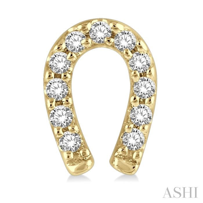 1/10 Ctw Horseshoe Charm Round Cut Diamond Petite Earrings in 10K Yellow Gold